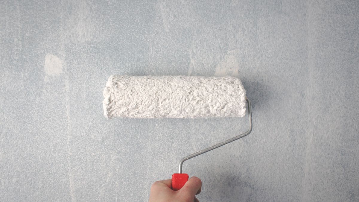 Interior wall and paint roller silhouette