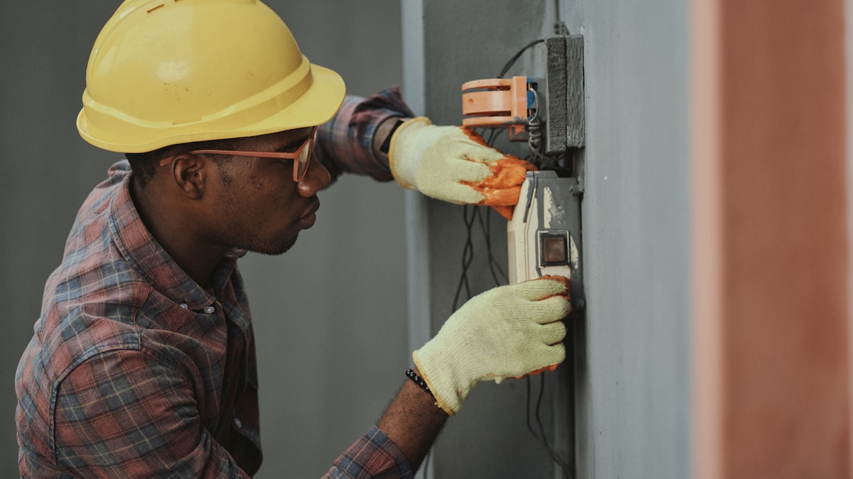 GFCI wall outlet with TEST and RESET buttons